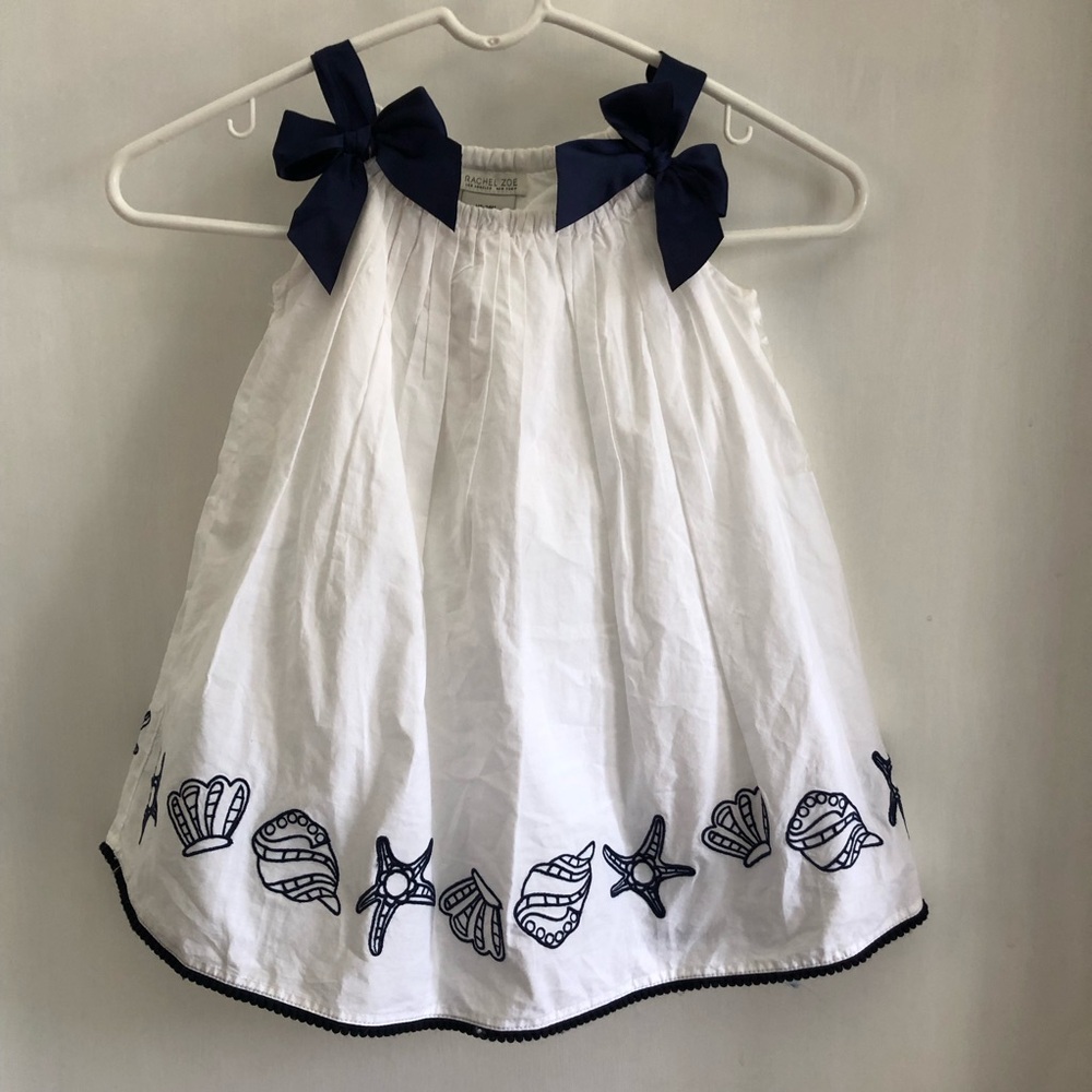 Rachel Zoe Girls Tunic Shoulder Bowtie Seashell Summer Dress 24 Months